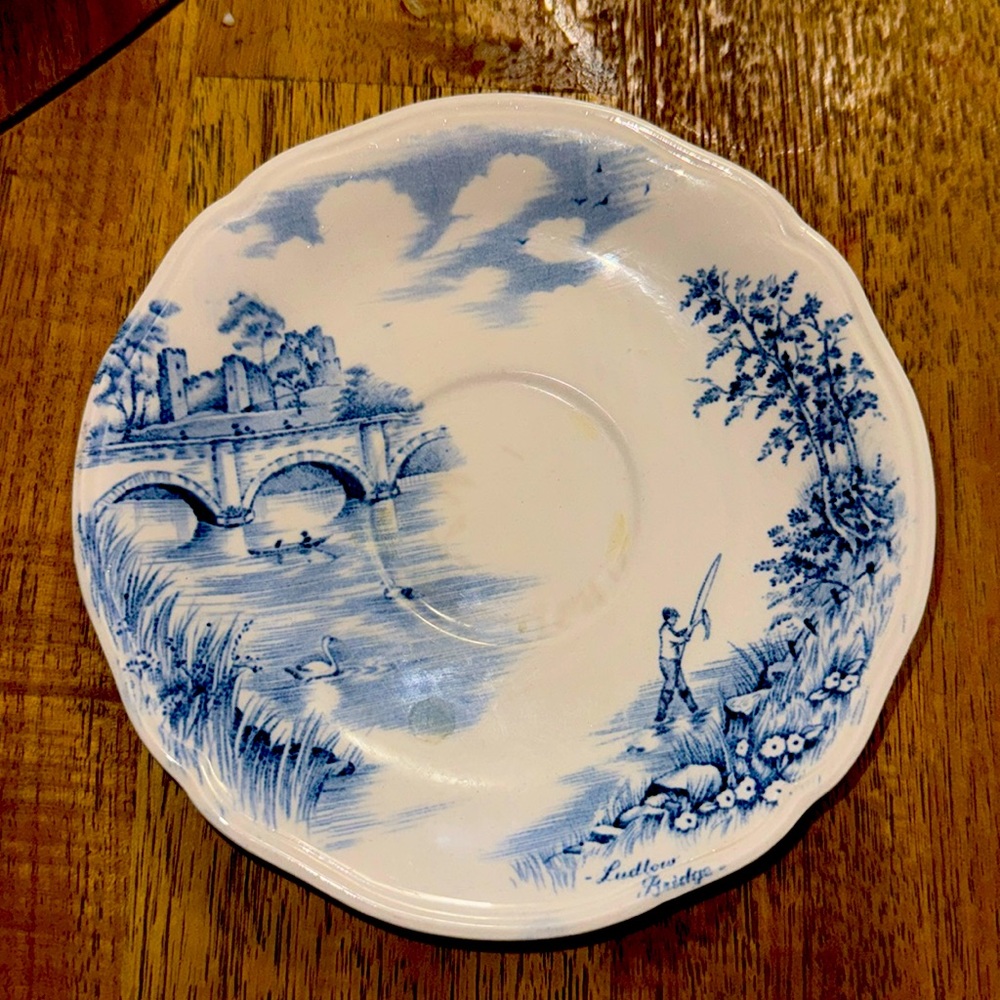 Vintage Alfred Meakin Staffordshire English Bridges Blue Transferware 6.5" Plate